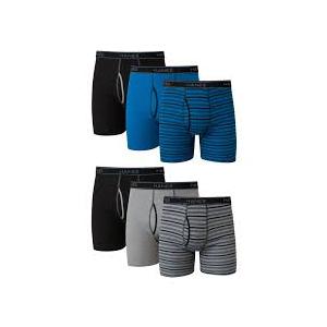 Hanes mens Ultimate FreshIQ Tagless Cotton Boxer ComfortFlex Waistband Brief, 6 Pack  Striped Assorted, Medium