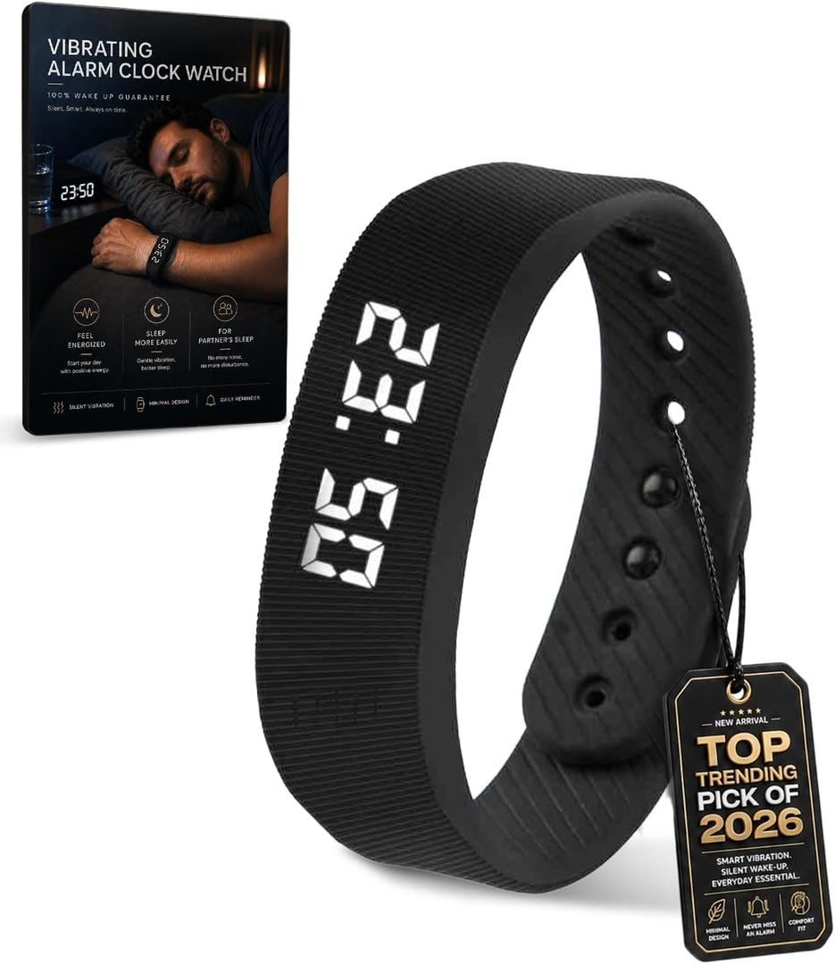 Effective Alarm Clocks for Deep Sleepers Extremely Vibrating Watch Deaf People Shock Vibroband Wristband with Men Vibration Heavy Sleeps Wrist Bracelet Silent that Won't Wake Partner