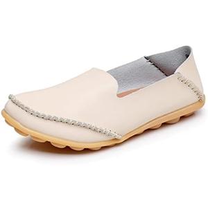 VenusCelia Women's Streamline Comfort Walking Flat Loafer(8 M US, Beige)
