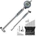 Neoteck Digital Dial Indicator Bore Gauge with 0.7"-6"/0.0005" Measuring Range and 6" Measuring Depth Dial Bore Gauge Set with 23PCS Anvils for Engine Cylinder Measurement (Silver)