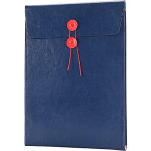 Enyuwlcm PU Leather A4 File Folder Document Holder Filing Envelope Project File Jacket with String Tie Closure 3/4 Inch Expansion Blue