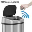 13 Gallon Trash Can Kitchen Garbage Can with AC Adapter and Odor Filter, Stainless Steel Home Office Home Office Work Bedroom Living Room Garage Trashcan Wastebasket Slim Lage Capacity
