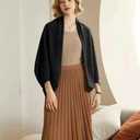 Women's Soft Shawls and Wraps Knitted Warm Shawl With Sleeves Pashminas Shawl Wrap Lightweight Open Front Poncho 2026 (Black)