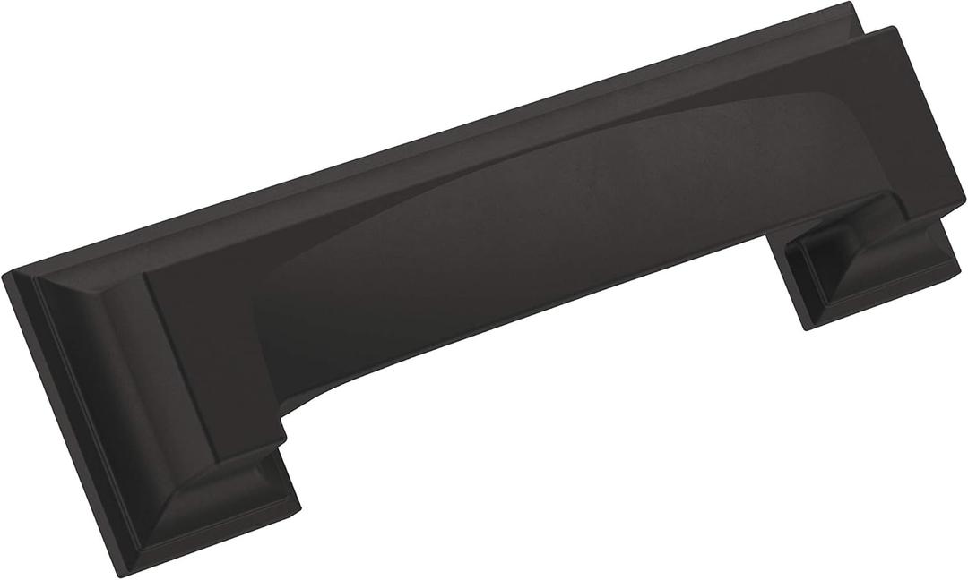 Amerock | Cabinet Cup Pull | Matte Black | 3 inch & 3-3/4 inch (76mm & 96 mm) Center-to-Center | Appoint | 1 Pack | Drawer Pull | Cabinet Handle | Cabinet Hardware