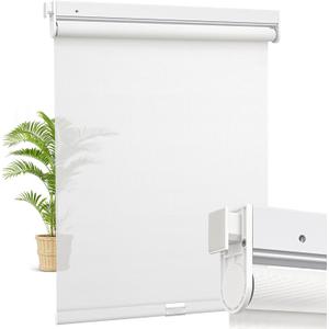 No Drill Roller Blinds, Light Filtering, White (Custom)
Cordless no tools tension roller blinds with 5% opening flame retardant fabric for thermal insulated home privacy protection.
