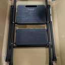 2 Step Ladder, Portable Steel Folding Step Stool with Wide Anti-Slip Pedal & Convenient Handgrip, 500lbs Sturdy Steel Ladder, Black