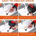 Drain Auger 25Ft Plumbing Snake Drain Snake, Toilet Auger Toilet Snake Drain Clog Remover, Hair Clog Remover with Drill Adapter for Kitchen Bathroom Shower Sink