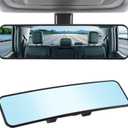 LivTee Anti Glare Rear View Mirror - 11.2'' Wide Angle Panoramic Convex Curve Mirror Clip On - Eliminates Blind Spot and Glare for Cars, SUV, Trucks