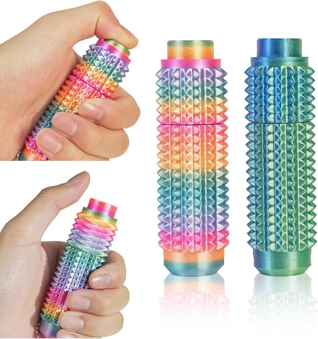 Little Ouchies Fidget Toys 2PCS - All-in-One Pain Stim Toy with Spinning & Press Buttons for Anxiety Relief, Stress and Pain Relief Stimulation for Adults and Teens,Green+Colorful