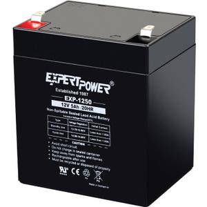 ExpertPower EXP1250-12V 5Ah Rechargeable SLA Battery for Security System, UPS, Garage Door Opener Replacement, Fire Alarm Batteries, Sealed Lead Acid, 12V Battery Backup
