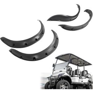 Golf Cart 4PCS Fender Flare Compatible with Icon Advanced EV and Evolution Forester 4 or 6 Passenger Seat Golf Cart Black ABS