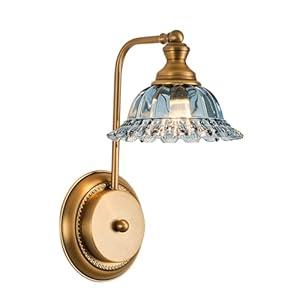 Bkioatzan Vintage Wall Sconces, 1-Light Wall Lighting with Crystal Glass Shade, Matte Brushed Antique Brass Finish, Crystal Wall Light, Wall Lamp for Bathroom