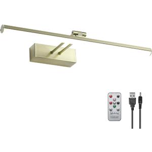 HOWMZON Picture Light, Battery Operated Picture Light with Remote, 16" Metal Art Light for Paintings, Rechargeable Display Lighting of Wall, Portrait, Gallery, Artwork (Antique Brass)