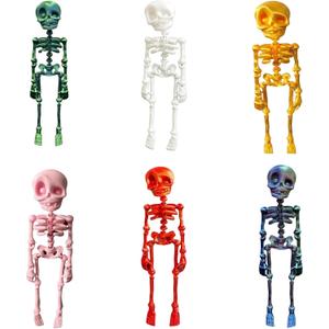3D Printed Poseable Skeleton & Skull Magnets with Movable Joints | Halloween Refrigerator Magnets | 6-Color Set (6 Pack) for Fridge, Kitchen, Office