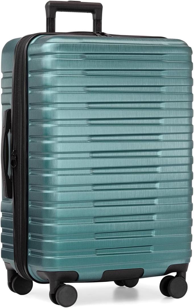 U.S. Traveler Boren Expandable Hardside Rugged Travel Luggage with 8 Spinner Wheels, Teal, Checked-Medium 26-Inch, Checked-Medium 26-Inch, No USB Port