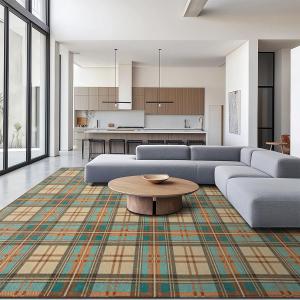 Washable Area Rug 8×10 for Living Room, Ultra Soft, Plaid