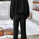 Aleumdr Women's 2 Piece Outfits Oversized Fleece Sweat suit Zip Up Long Sleeve Sweatshirt with Wide Leg Sweatpants (Medium, Black)