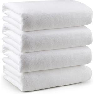 Orighty Bath Towel Pack of 4(27 x 54) - Soft Feel White Bath Towel Sets, Highly Absorbent Microfiber Towels for Body, Quick Drying, Microfiber Towels for Sport, Yoga, SPA, Fitness