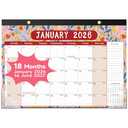 Timart Desk Calendar 2026-2027, 18-Month Calendar from Jan 2026 to June 2027, Large 17" x 12" Desktop Wall Monthly Calendar For Home School, Office(Floral) 2pcs