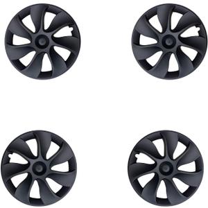 19 Inch Wheel Covers for Tesla Model Y Accessories 2020-2024 Matte Black ABS Material Hubcaps Replacement for Tesla Model Y 4PCS（Tornado Style）