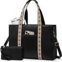 LOVEVOOK Laptop Tote Bag for Women,Vintage Work Bag,Waterproof Leather Computer Briefcase 2PCs,Office Gifts for Women Teacher (17.3 Inch)
