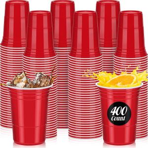 Mifoci 400 Pcs 16 oz Red Disposable Cups Bulk Large Plastic Cups Pack for Graduation Wedding Drinks Soda Punch Barbecues Picnics Birthday Summer Party Supplies, 16 Oz, 13.39 Inches X 7.09 Inches