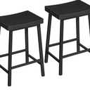 Bar Stools, Counter Height Bar Stools Set of 2, 23.7 Inch Saddle Stools with Footrest, Kitchen Stools, Industrial Style, for Dining Room, Counter, Bar, Black BABK0801