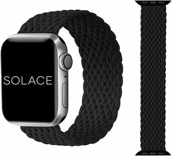 Solace Bands Imperium V2 Loop - Compatible with Apple Watch Bands Stretchable Sport Loop Band for Women and Men, iWatch Bands for 38mm 40mm 41mm 42mm 44mm 45mm Ultra, SE and Series 8 7 6 5 4 3 2 1 (Black)