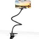 Gooseneck Phone Holder for Bed, [Upgrade Metal Stable] Flexible Gooseneck Long Arm Phone Mount for Desk with 360 Adjustable Clamp Clip Overhead Bedside Phone Stand, for All 4-7 Cellphone