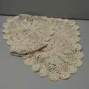 Phantomon 12 Inch Round Doilies Crochet Handmade Lace Placemats 100% Cotton Knitted Coasters, Pack of 4 (Beige)