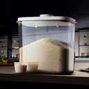 Rice Container - 25 Lbs/12KG/12L Rice Dispenser Storage with Measuring Cup Food Cereal Container Bins Pet Food Container Household for Kitchen Pantry Organization,White