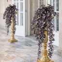 2 Pack Artificial Hanging Tradescantia Plants with Ceramic Pot Large Purple Cascading Faux Greenery Full Trailing Fake Vines Indoor Wall Shelf Decor for Bathroom Patio Outddor Decor (Purple-01)