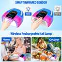 UV LED Nail Lamp Cordless,128W Portable Rechargeable UV Light for Gel Nails, Professional Gel Light Dryer with 3Timers Auto Sensor Nail Machine Curing Lamp for Salon & Home