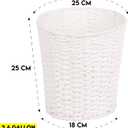 Zuvo Round Wicker Waste Basket Paper Bin - Wicker Trash Basket - Woven Trash Can Rubbish Basket for Bedroom, Bathroom, Offices or Home (White)