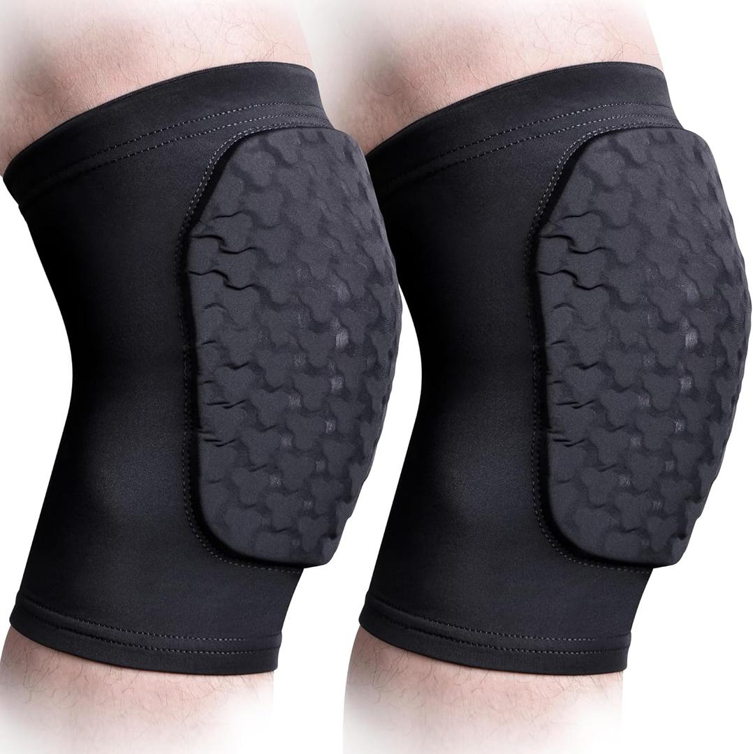 COOLOMG Basketball Knee Pad for Kids Youth Adult, Compression Anti-slip Knee Sleeve for Baseball Volleyball Football, Sports Knee Protector (1 Pair) (Small, Black New)