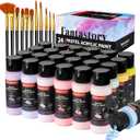 Fantastory Pastel Acrylic Paint Set, 24 x 2oz Creamy Pastel Colors +12 Brushes, Exceptional Coverage, Craft Painting Kit, for Canvas/Rock/Ceramic/Model/Wood,Painters,Instructors. [Professional Series]