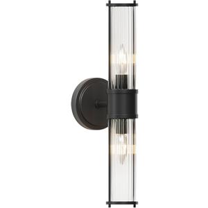 Bathroom Sconce Wall Lighting - Black Bathroom Vanity Light Fixture Vertical and Horizontal Wall Mount 2-Light Modern Indoor Wall Light for Hallway Living Room(E12 Bulbs Excluded)