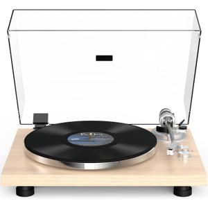 Turntables Record Players Wireless Output Carbon Fiber Tonearm Aluminium Platter Belt-Drive LP Turn Tables Audio Phono RCA Line Out AT-3600L MM Cartridge Vintage Retro Pale Wood Walnut