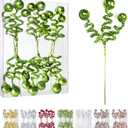 6PC Set Green Christmas Tree Decoration Sequins Ball Curly Pick, Christmas Tree Decorations Christmas Tree Topper Star Home Office Perfect Party Decorations Gifts (14.5"H)