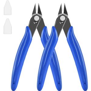 5 Inch Micro Flush Cutter, 2 Pack Small Wire Cutters Spring Loaded Cutting Pliers, Wire Cutters for Jewelry Making, Soft Copper Wire, Floral, Electronics, Model Craft, Heating Wire, 3D Print