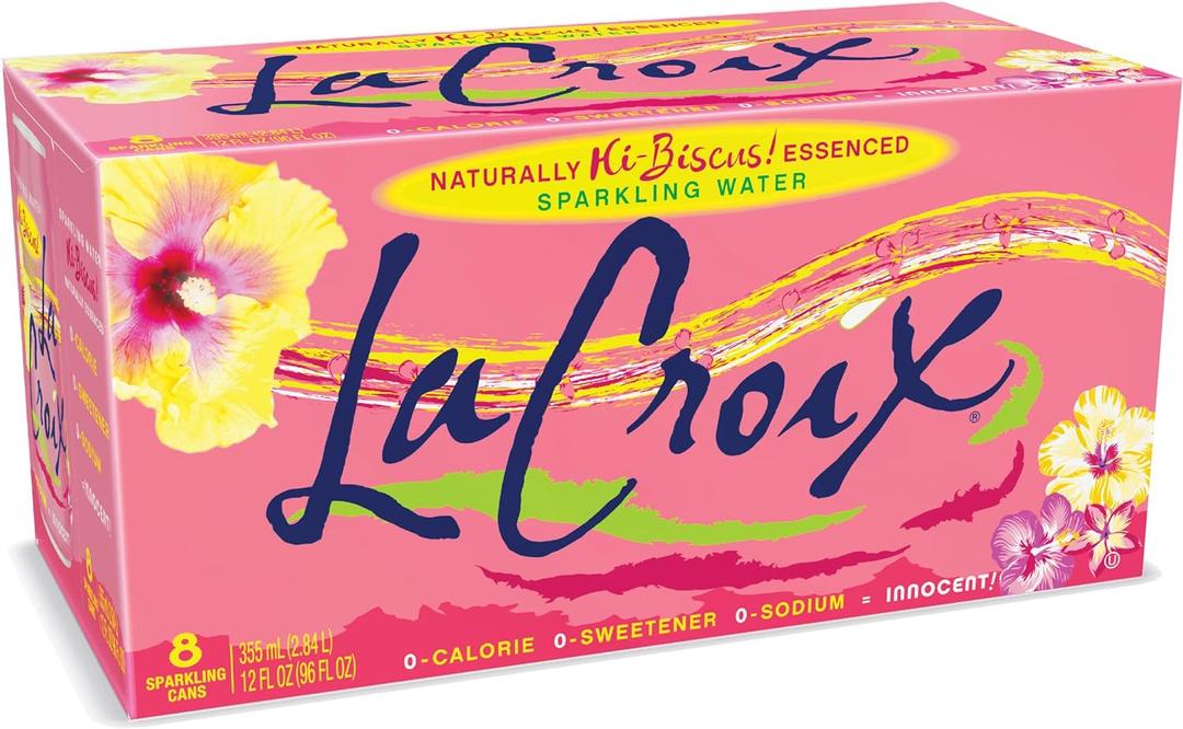 La Croix Sparkling Water, Hi-Biscus!, 12 Fl Oz (pack of 8) (EXP 05/17/27)