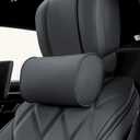 Car Headrest Pillow for Driving - Luxury Leather 100% Memory Foam, Ergonomic Neck Support - Universal Fit Head Rest Travel Pillow for Most Cars, Home & Office, Black, 1 Pack