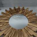 LOSOUR 2 Pack 22 Inch Boho Wall Sunburst Mirror Rustic Round Wood Decorative Mirror Boho Wall Art Decor for Entryway Bedroom Living Room