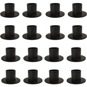 Gute Taper Candle Holder, Candle Holders for Pillar Candles, Matte Black Candlestick Holder Centerpieces for Home Decoration, Wedding Anniversary, Party, Housewarming Gifts,Set of 16,Round