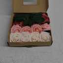 BLEUM CADE 16Pcs Artificial Flowers Fake Roses with Stems, Gradient Burgundy Boxed Foam Roses for DIY Bouquets Centerpieces Wedding Party Arrangement Bridal Shower Decor