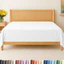 Cal King Size Flat Sheet - Hotel Quality Top Flat Bed Sheet Only - Ultra-Soft, Breathable & Cooling - Fade & Wrinkle Free - Easy-Care, Stain & Shrink Resistant Bedding - Easy-Fit & Oeko-Tex - White
