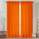 2 Panels Orange Curtains for Living Room Boho Solid Light Filtering Curtains for Bedroom Modern Bright Orange Window Treatment Set Rod Pocket Drapes Elegant Farmhouse Semi Sheer Curtain 52X96 Inches