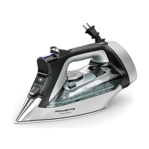 Rowenta Iron, Focus Excellence Stainless Steel Soleplate Steam Iron for Clothes, Retractable Cord, Powerful steam, LED Display, 1750 W Ironing Clothes, Cordreel, Green DW5432 