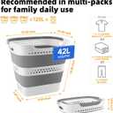42L Medium Collapsible Plastic Laundry Basket with Handles, Foldable Laundry Basket Hamper, Pop Up Storage Container Organizer for Washing Storage (Gery, 17 Inch * 13 Inch * 15 Inch)
