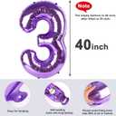 3 x Numbers 4 Balloons Purple Party Decorations for Women Men, 40 In Big Four Balloons for Engagement, Wedding, Celebration Party, Graduations, Photo Shoot